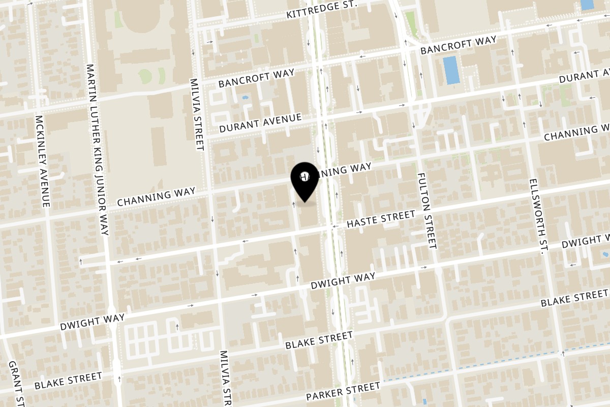 Map showing the location of North Beach Pizza Berkeley on 2420 Shattuck Ave. in Berkeley